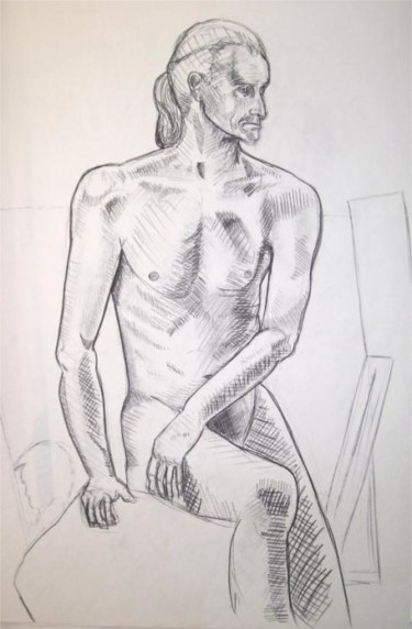 Drawing titled "Study of a Male" by Sarah Johnson, Original Artwork