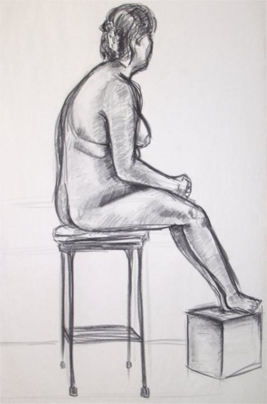 Drawing titled "Seated Female" by Sarah Johnson, Original Artwork