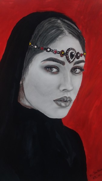 Drawing titled "Orientale" by Soukaina El Idrissi, Original Artwork, Graphite