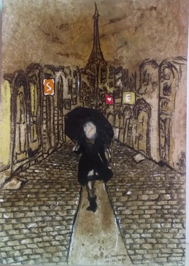 Painting titled "Something in the ra…" by Soukaina El Idrissi, Original Artwork, Pastel