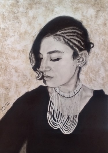 「Amalia」というタイトルの絵画 Soukaina El Idrissiによって, オリジナルのアートワーク, 木炭