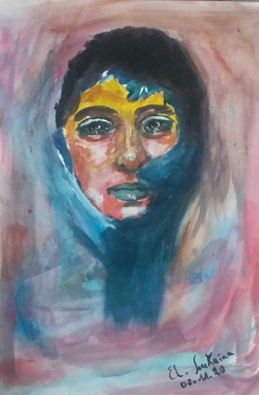 Painting titled "EL Triste" by Soukaina El Idrissi, Original Artwork, Gouache