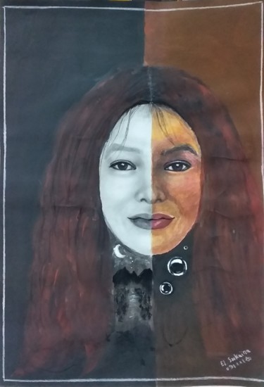 Painting titled "YO y el otro YO" by Soukaina El Idrissi, Original Artwork, Gouache