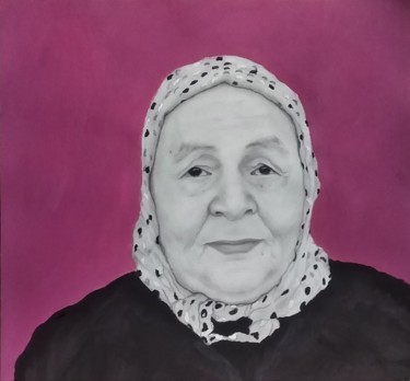 Drawing titled "Abuela" by Soukaina El Idrissi, Original Artwork, Graphite