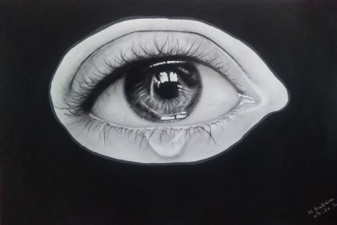 Drawing titled "Lágrima" by Soukaina El Idrissi, Original Artwork, Graphite