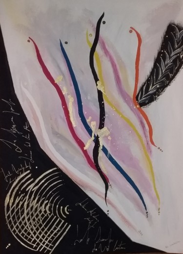 Peinture intitulée "Pensées parasitées" par Soukaina El Idrissi, Œuvre d'art originale, Gouache