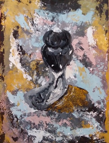 Peinture intitulée "Le chignon" par Soukaina El Idrissi, Œuvre d'art originale, Acrylique Monté sur Autre panneau rigide