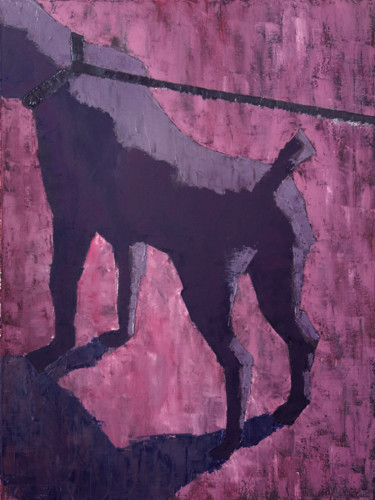 Malerei mit dem Titel "Dog on a leash" von Vladimir Skalkin, Original-Kunstwerk, Öl