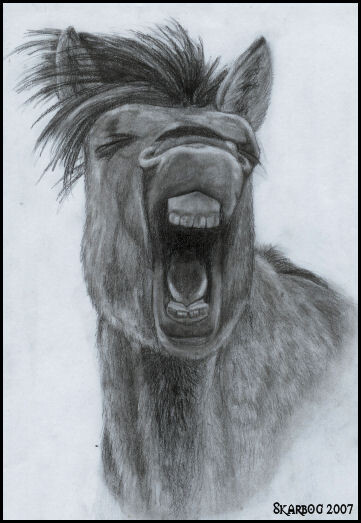 Drawing titled "Yawning Horse Koniks" by Skarbog, Original Artwork, Other