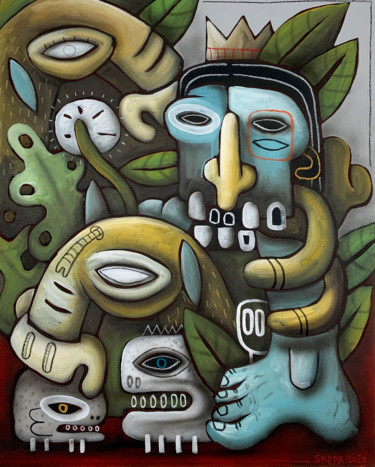 Verdure nocturne Peinture intitulée "Verdure nocturne" par Skepa, Œuvre d'art originale, Acrylique Monté sur Châssis