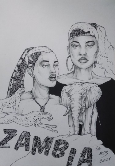 Африканские приключения Drawing titled "Африканские приключ…" by Андрей Скетч, Original Art, Pencil
