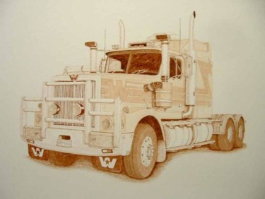 Drawing titled "Western Star Truck" by Outback Sketch Artist, Original Artwork