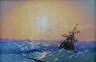 Картина под названием "A copy of Aivazovsk…" - Сергей Скиба, Подлинное произведение искусства, Масло Установлен на картон