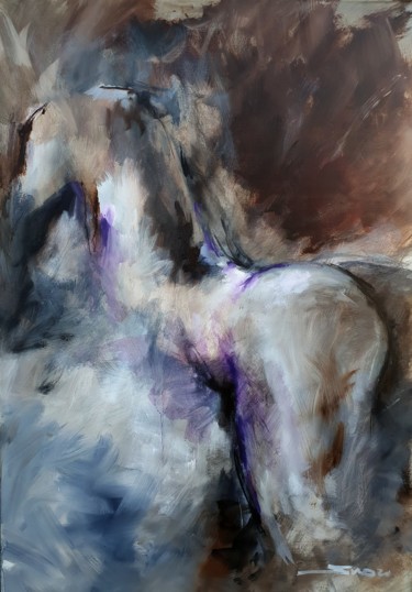 Painting titled "Bodyscape 12092020" by Skipp Von Danzig, Original Artwork, Oil Mounted on Wood Stretcher frame