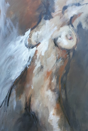 Painting titled "nude in brown, blac…" by Skipp Von Danzig, Original Artwork, Oil
