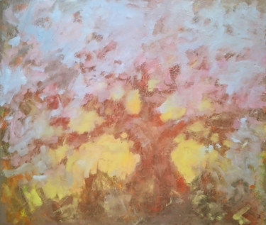 Painting titled "The spirit tree" by Sergey Sklyarov (Sklyar), Original Artwork, Oil Mounted on Wood Stretcher frame