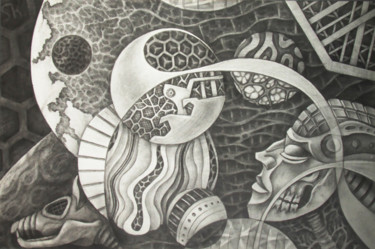 Dessin intitulée "Through time" par Sergey Sklyarov (Sklyar), Œuvre d'art originale, Crayon Monté sur Carton