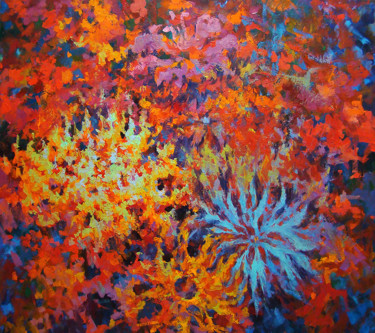 Peinture intitulée "Flower extravaganza" par Sergey Sklyarov (Sklyar), Œuvre d'art originale, Huile Monté sur Châssis en bois