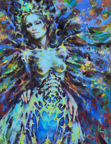 Painting titled "Genesis" by Sergey Sklyarov (Sklyar), Original Artwork, Oil Mounted on Wood Stretcher frame