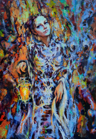 Painting titled "Alice's Voices" by Sergey Sklyarov (Sklyar), Original Artwork, Oil Mounted on Wood Stretcher frame