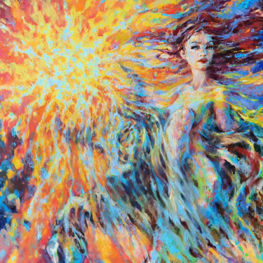 Painting titled "Suns wind" by Sergey Sklyarov (Sklyar), Original Artwork, Oil Mounted on Wood Stretcher frame