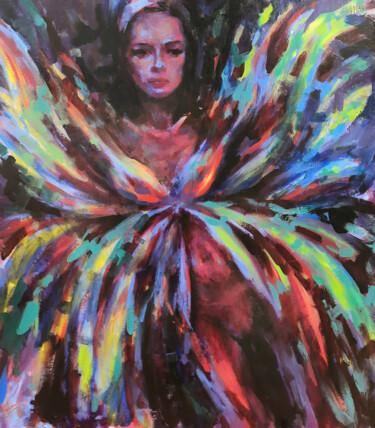 Ζωγραφική με τίτλο "Night butterfly" από Sergey Sklyarov (Sklyar), Αυθεντικά έργα τέχνης, Λάδι Τοποθετήθηκε στο Ξύλινο φορεί…