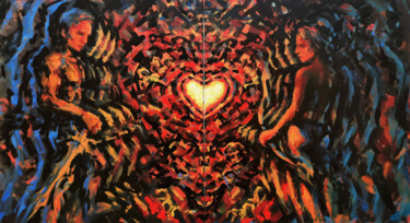 Pittura intitolato "One heart for two" da Sergey Sklyarov (Sklyar), Opera d'arte originale, Olio