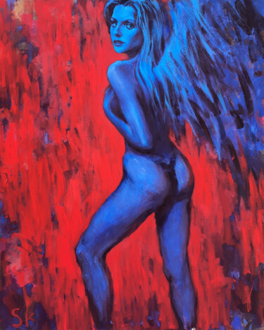 Pintura intitulada "Blue angel" por Sergey Sklyarov (Sklyar), Obras de arte originais, Óleo Montado em Armação em madeira