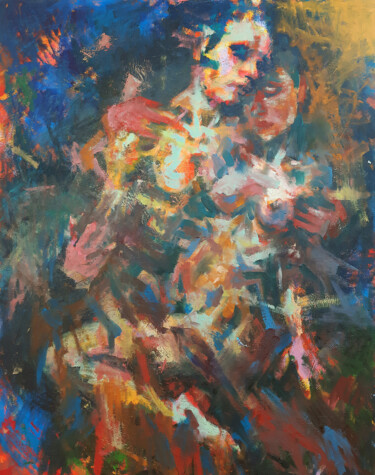 Painting titled "You and Me" by Sergey Sklyarov (Sklyar), Original Artwork, Oil Mounted on Wood Stretcher frame