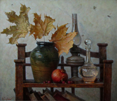 Schilderij getiteld "Last year's leaves." door Igor Skorikov, Origineel Kunstwerk, Olie