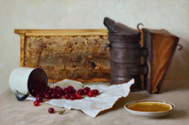 Pintura titulada "Oh, cherries scatte…" por Igor Skorikov, Obra de arte original, Oleo