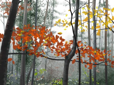 Artes digitais intitulada "Autumn forest" por Skratek, Obras de arte originais, Pintura digital