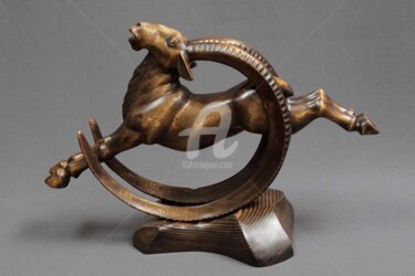 Скульптура под названием "Архар" - Сергей Чеченов, Подлинное произведение искусства, Дерево