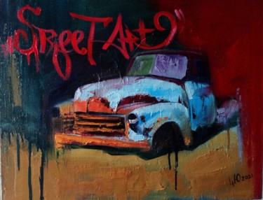 Картина под названием "Автомобиль" - Юрий Шкуропат, Подлинное произведение искусства, Масло