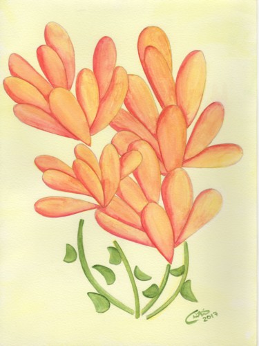 「orangeyellowdballoo…」というタイトルの絵画 Christina Desousaによって, オリジナルのアートワーク, 水彩画
