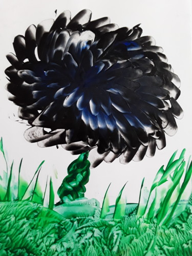 Digital Arts titled "Black bloom" by Heather Prosser, Original Artwork, Encaustic