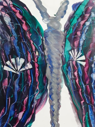 Digitale Kunst getiteld "Butterfly wave" door Heather Prosser, Origineel Kunstwerk, Encaustiek