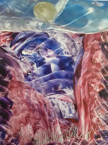 Digital Arts titled "Dolphins waterfall" by Heather Prosser, Original Artwork, Encaustic