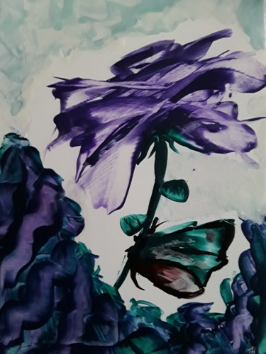 Digitale Kunst getiteld "Butterfly  hold on" door Heather Prosser, Origineel Kunstwerk, Encaustiek