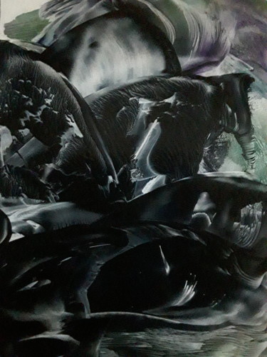 Digitale Kunst getiteld "Eyes of the darknese" door Heather Prosser, Origineel Kunstwerk, Encaustiek