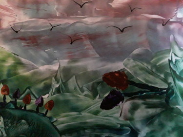 Digitale Kunst mit dem Titel "Tulip town" von Heather Prosser, Original-Kunstwerk, Enkaustik