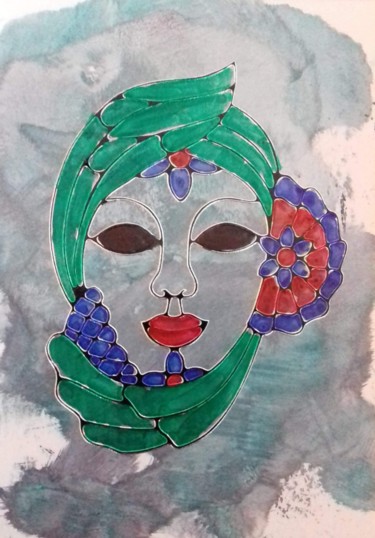 Arte digitale intitolato "Face lady" da Heather Prosser, Opera d'arte originale, Pittura digitale