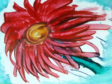 Digital Arts titled "Red Wind daisy" by Heather Prosser, Original Artwork, Digital Painting
