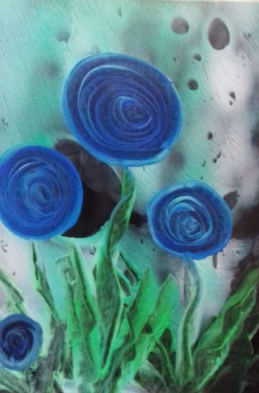 Digitale Kunst getiteld "Blue lady" door Heather Prosser, Origineel Kunstwerk, Encaustiek