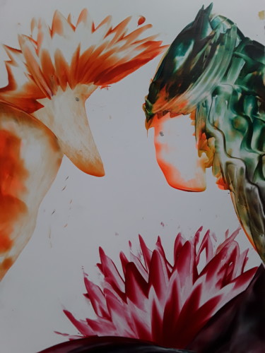 Arte digitale intitolato "Two odd parrots" da Heather Prosser, Opera d'arte originale, Encausti