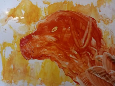 Arte digital titulada "Fire dog" por Heather Prosser, Obra de arte original, Encáustico