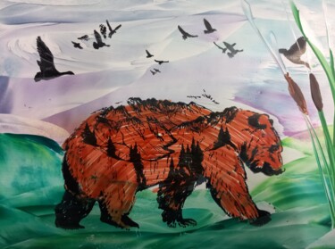 Digital Arts titled "Bear nr.1" by Heather Prosser, Original Artwork, Encaustic