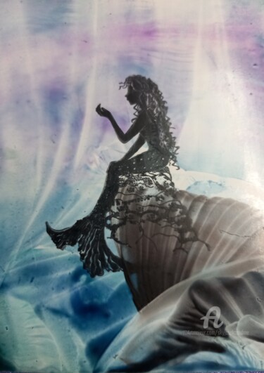 Arte digital titulada "Mermaid sit by" por Heather Prosser, Obra de arte original, Encáustico