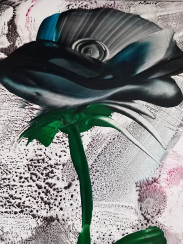 Arts numériques intitulée "Blue rozey" par Heather Prosser, Œuvre d'art originale, Encaustique