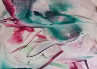 Цифровое искусство под названием "Swim" - Heather Prosser, Подлинное произведение искусства, Энкаустический